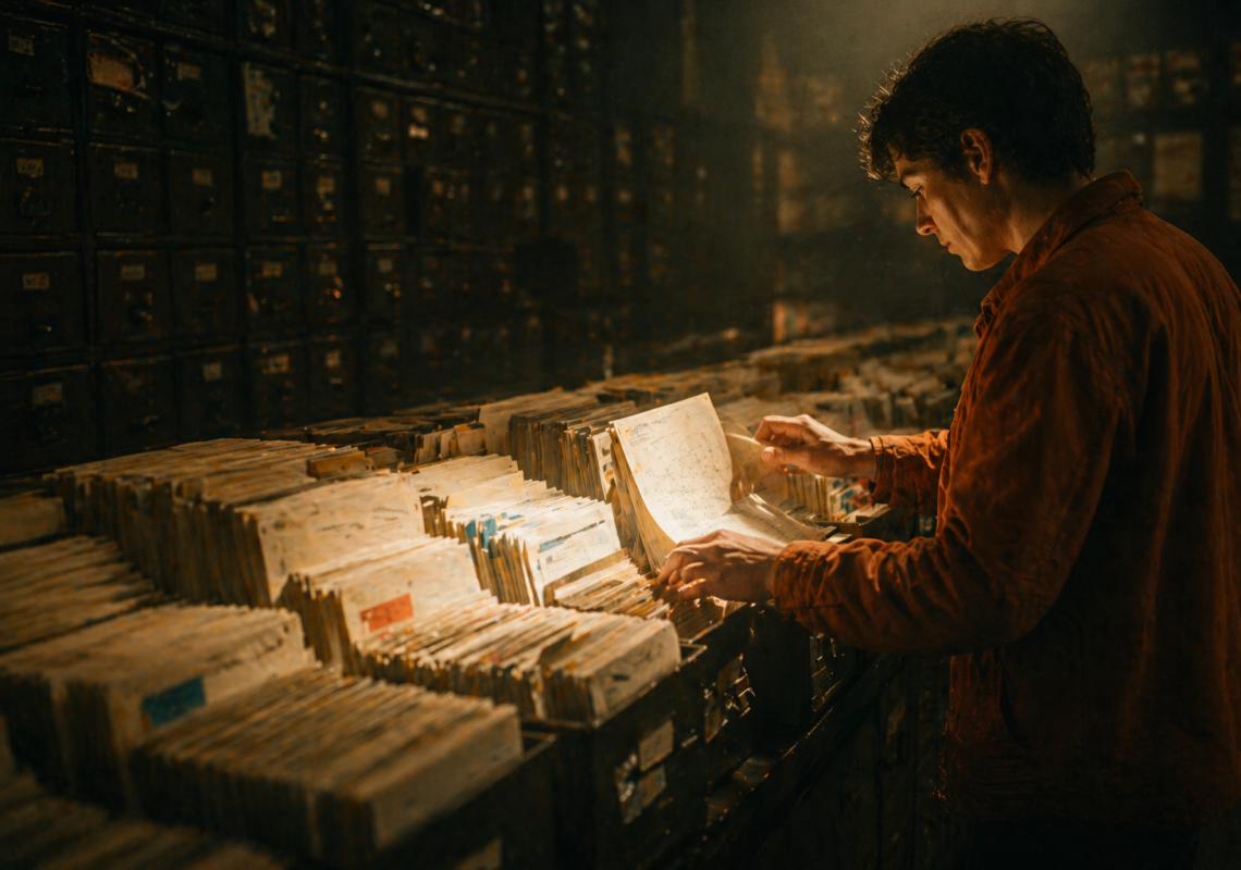 Person digging through citations