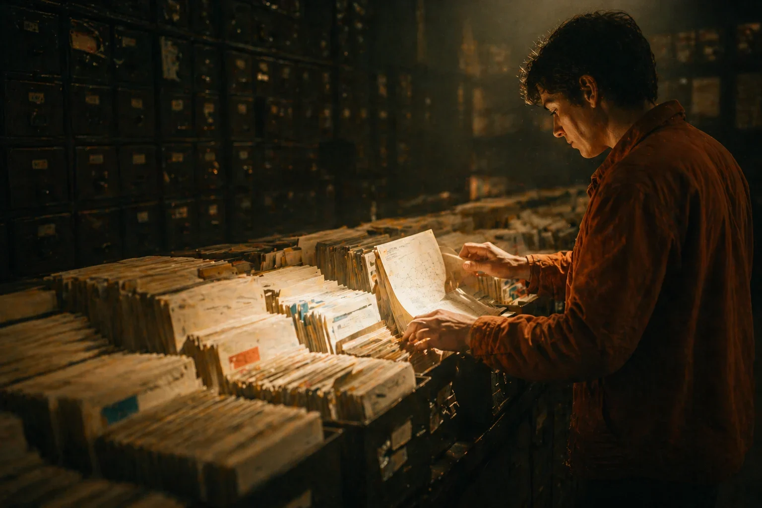 Person digging through citations