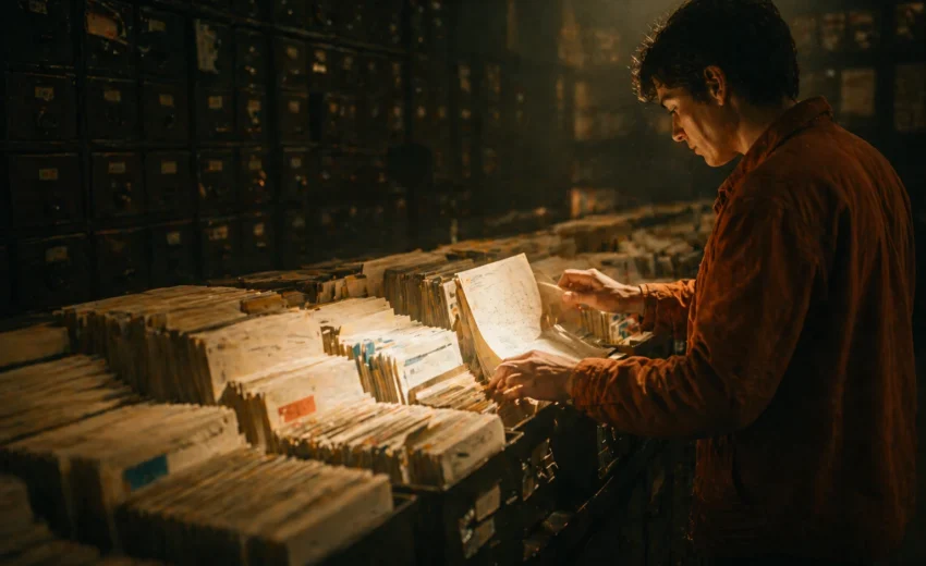 Person digging through citations