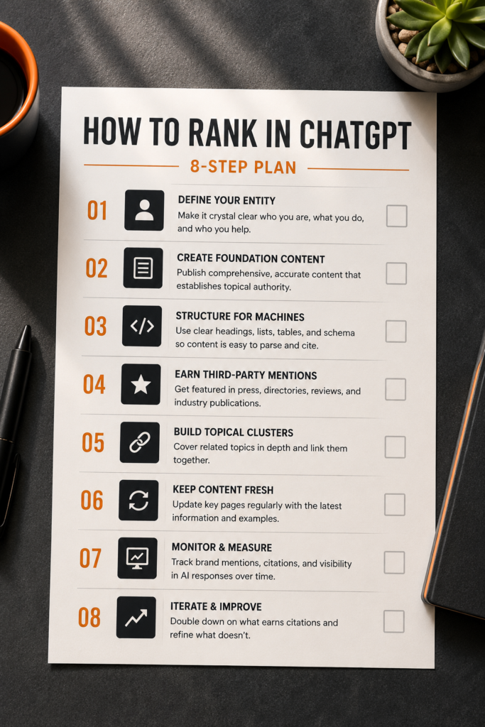 how to rank in ChatGPT: step-by-step checklist