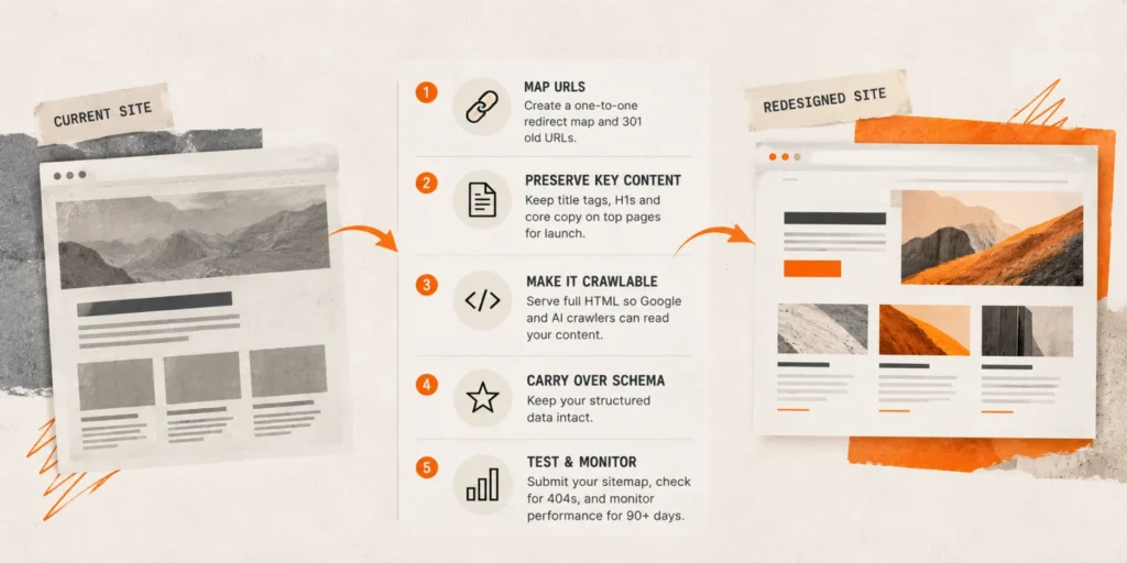 Side-by-side view of one web page as Googlebot renders it and as GPTBot reads the raw HTML, with the body copy missing