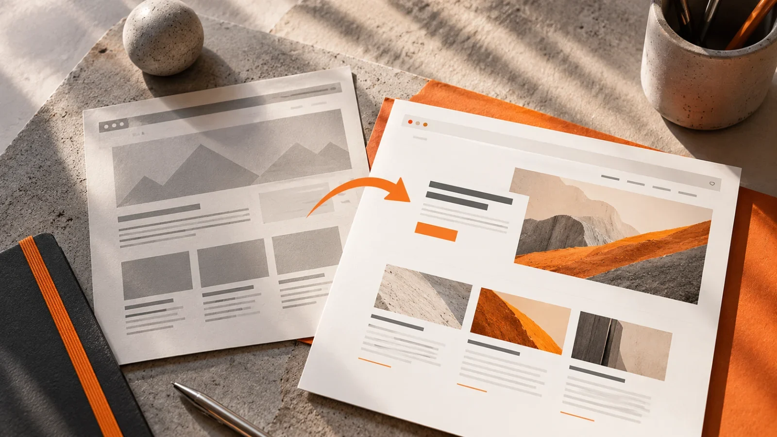 Website redesign SEO concept: an audio waveform with an edit marker placed on the zero crossing