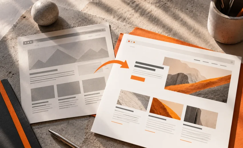 Website redesign SEO concept: an audio waveform with an edit marker placed on the zero crossing